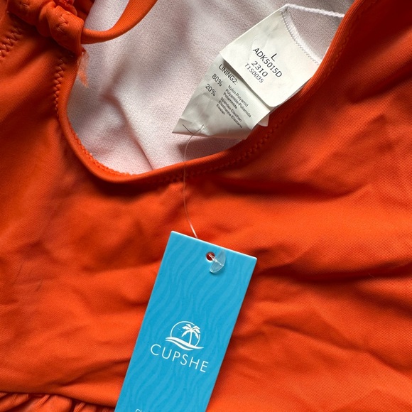 Cupshe Terracotta/Orange Halter One Piece Swimsuit - Picture 5 of 5